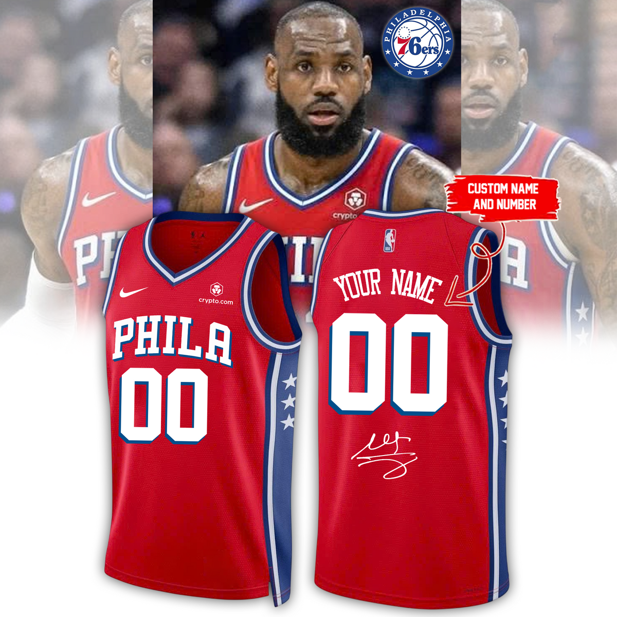 ,LeBron James Philadelphia 76ers Limited Edition Signature – Jersey (Custom Name&Custom Number)