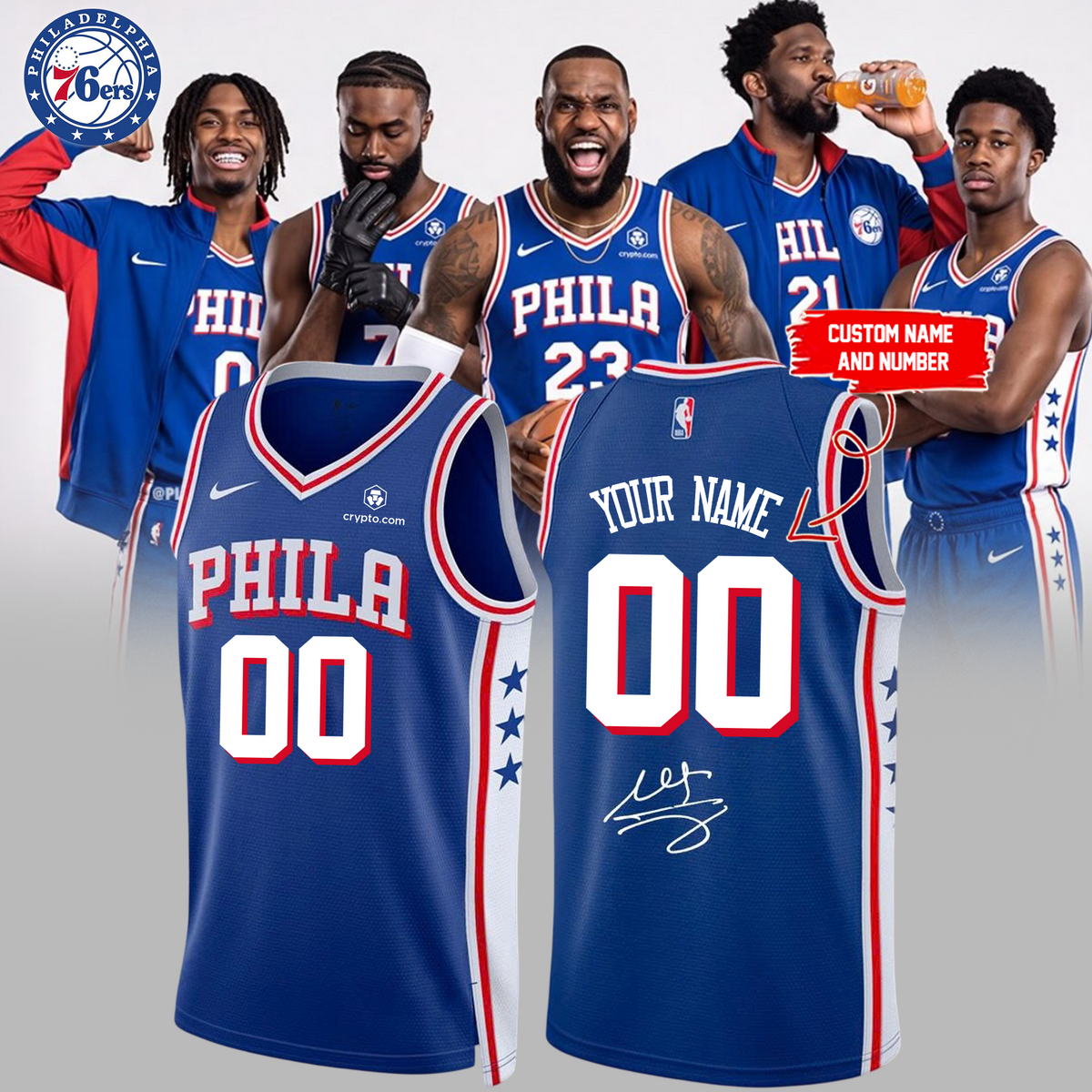 ,LeBron James Philadelphia 76ers Limited Edition Signature – Jersey (Custom Name&Custom Number)