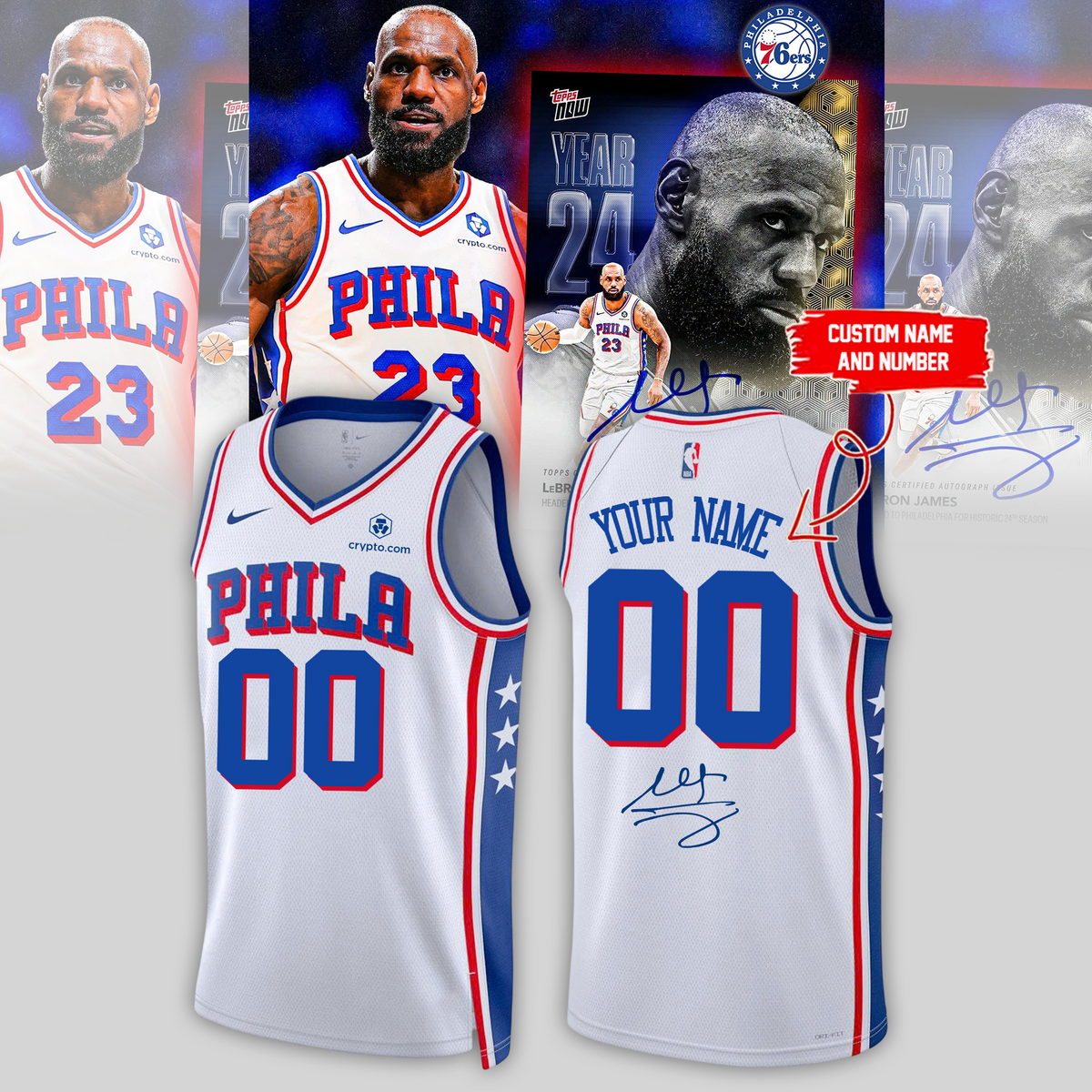 ,LeBron James Philadelphia 76ers Limited Edition Signature – Jersey (Custom Name&Custom Number)