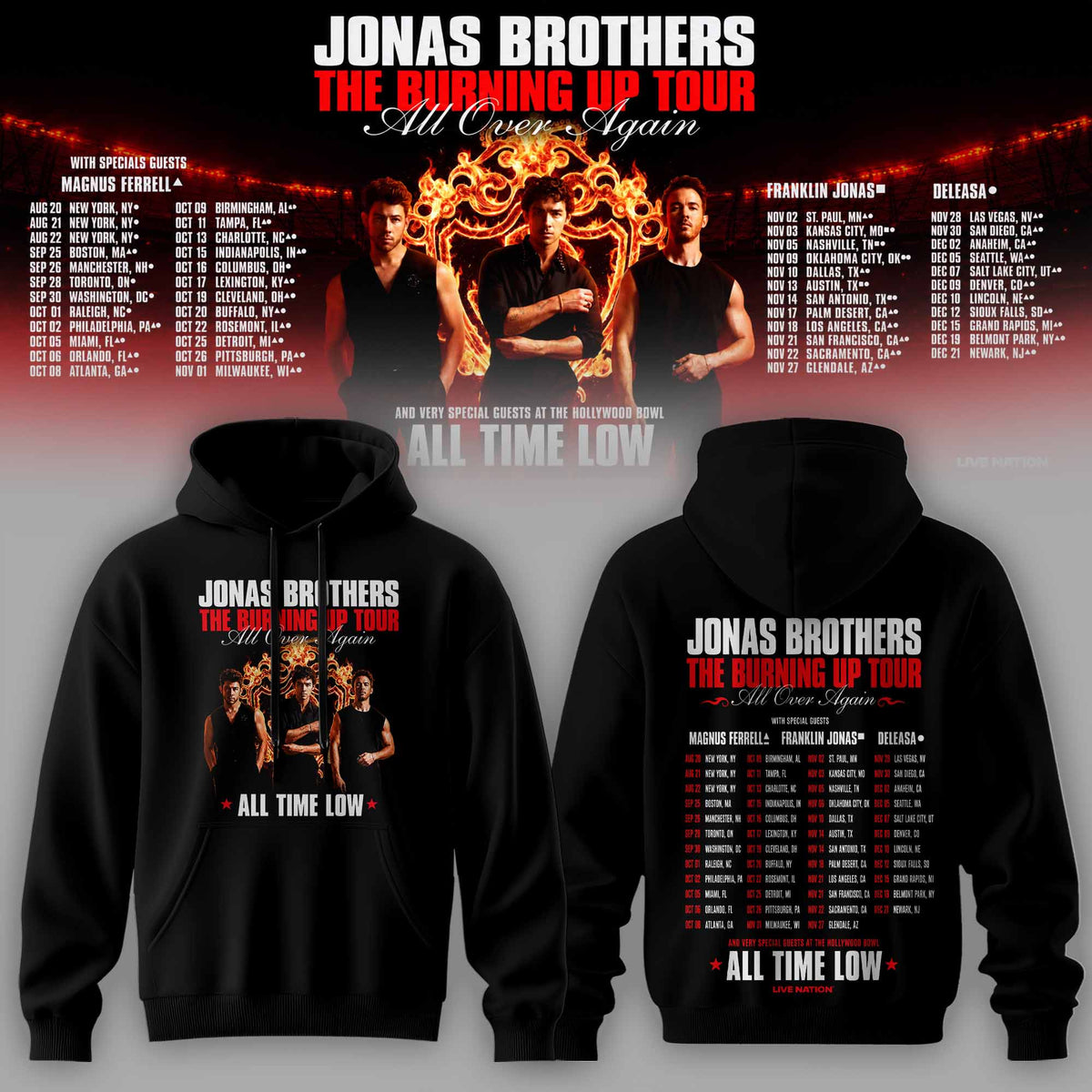 .Jns Bros The Burning Up Tour All Over Again 3D All-Over Print Hoodie V1