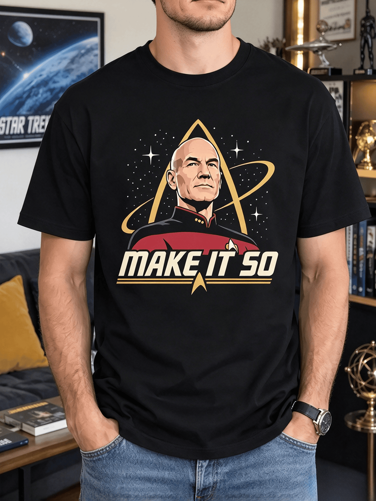 Men's Captain Picard Tribute, Make It So, RIP Professor Picard X Charles T-Shirt