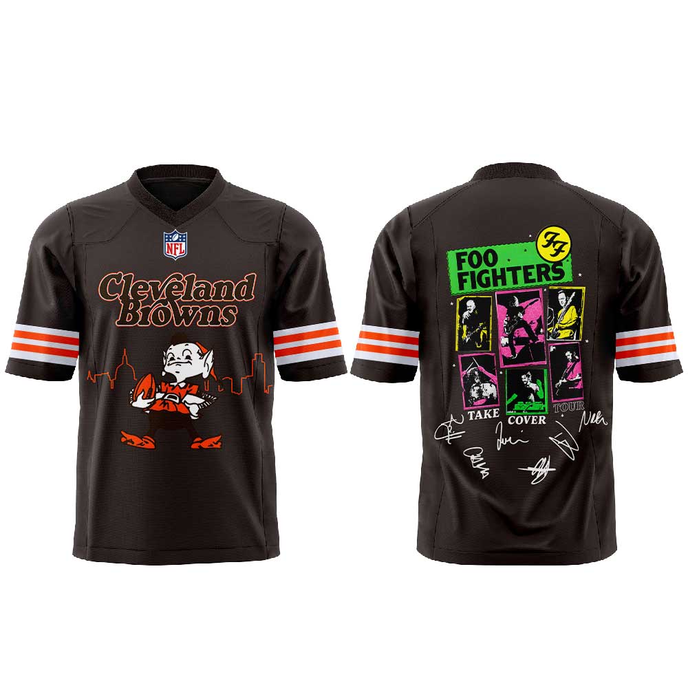. Foo Fighters TAKE COVER TOUR 2026 x Cleveland Browns Football Jersey V2