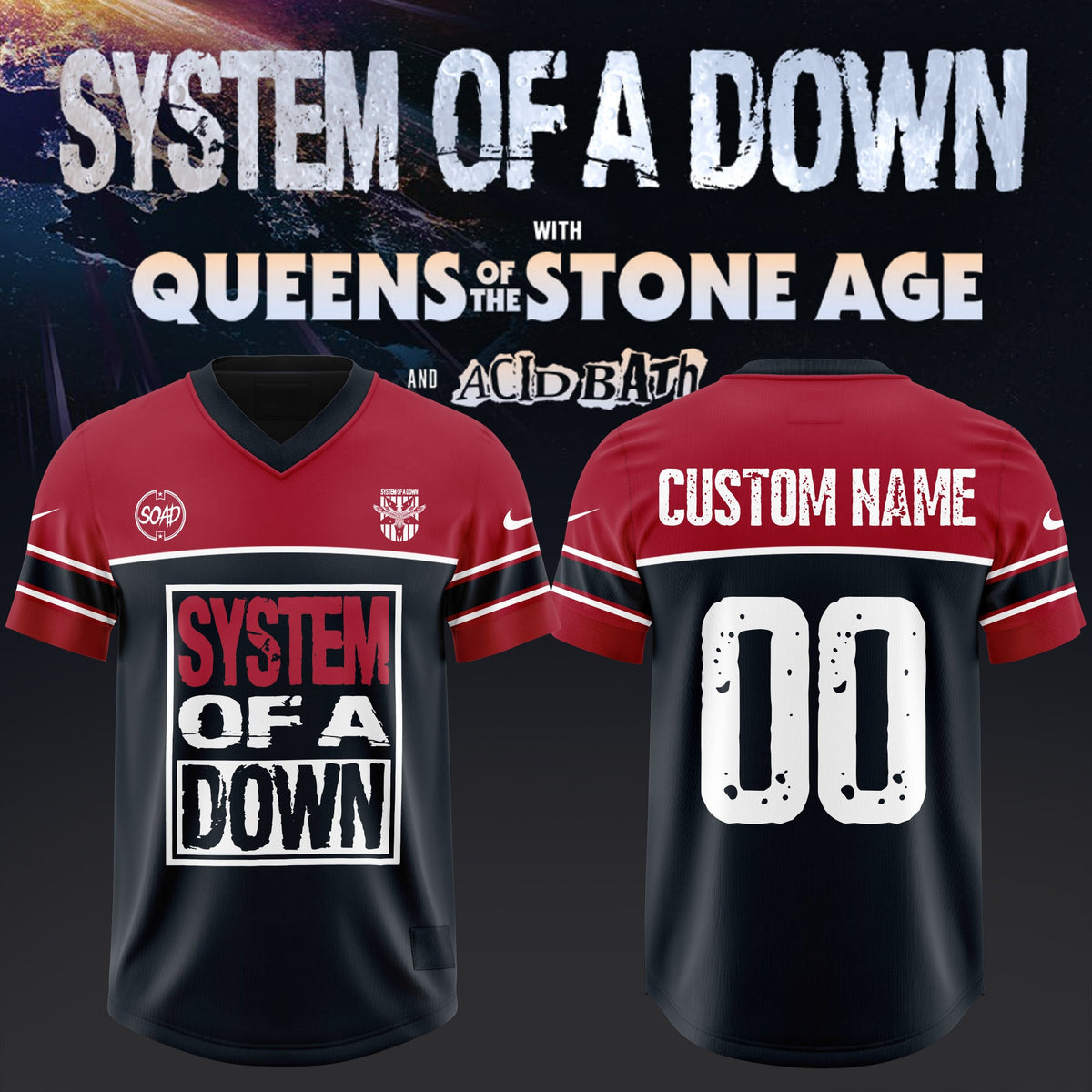 S.O.A.D - UK & EU Tour 2026 Customize Football Jersey