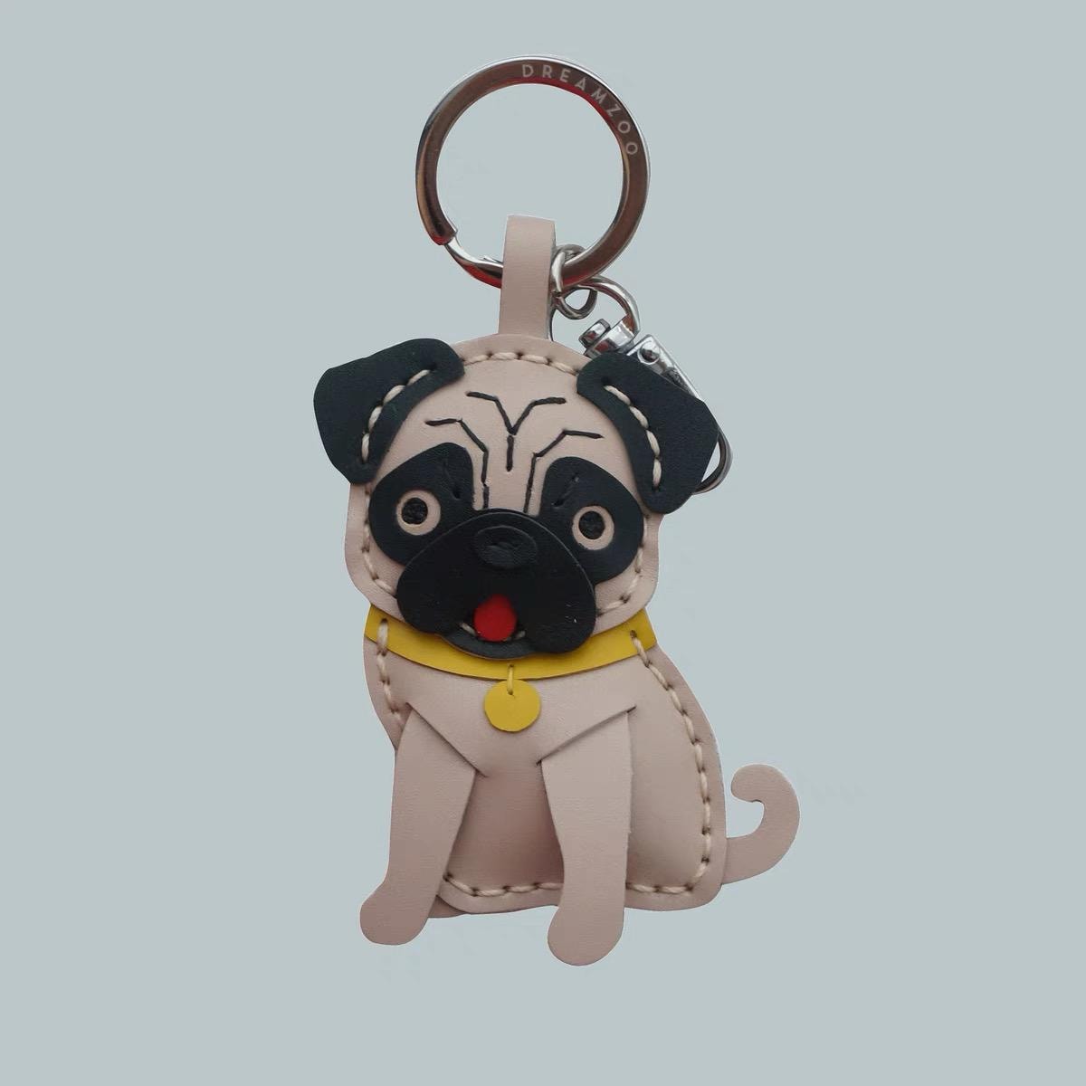 Handmade Leather pug charm Bag Charm, Leather Bag Charm,dog Charm, Cute pet Leather Handbag/ Purse Charm,Dog Lovers gift,pet Keychain