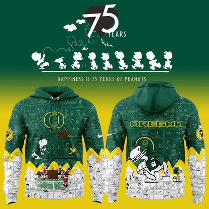 Limited Edition Oregon Football 75th Anniversary of Peanuts Hoodie V2