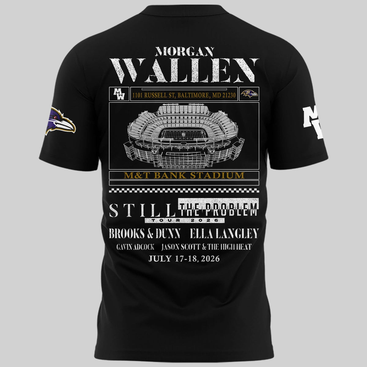 Special New Edition Baltimore Ravens x MW  Black Tshirt 2026