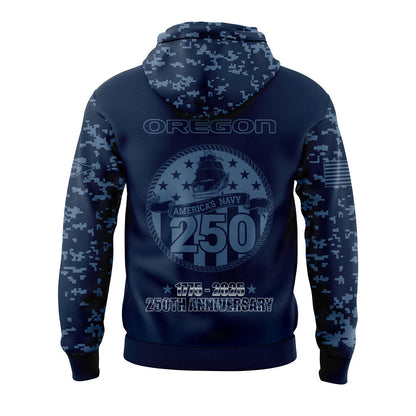 Limited Edition Oregon Football Navy 250th Celebration Hoodie