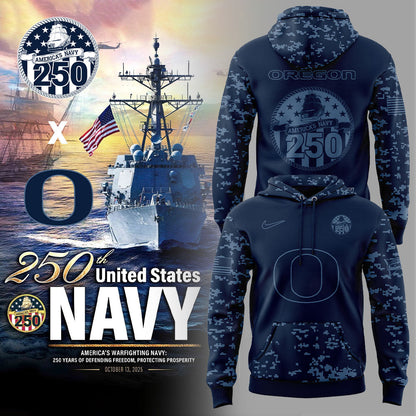 Limited Edition Oregon Football Navy 250th Celebration Hoodie
