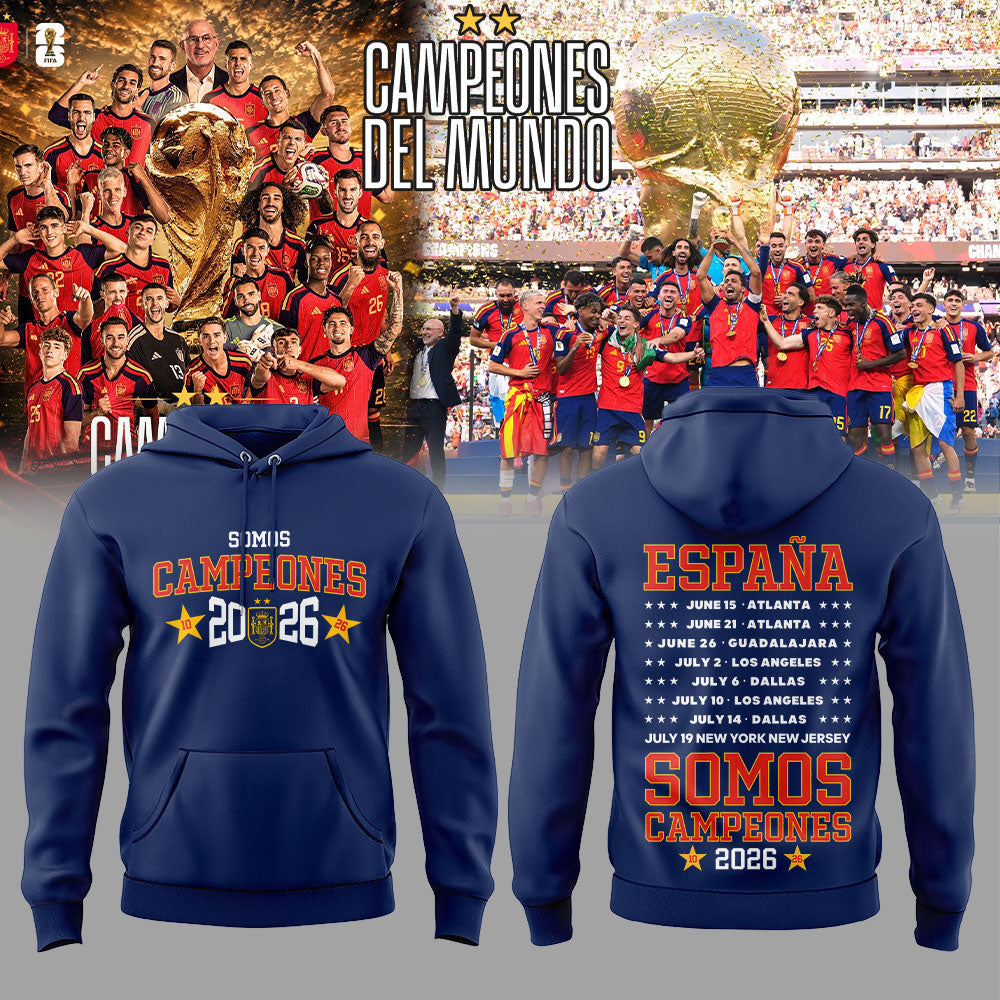 Spain World Cup Champions 2026 Blue Hoodie