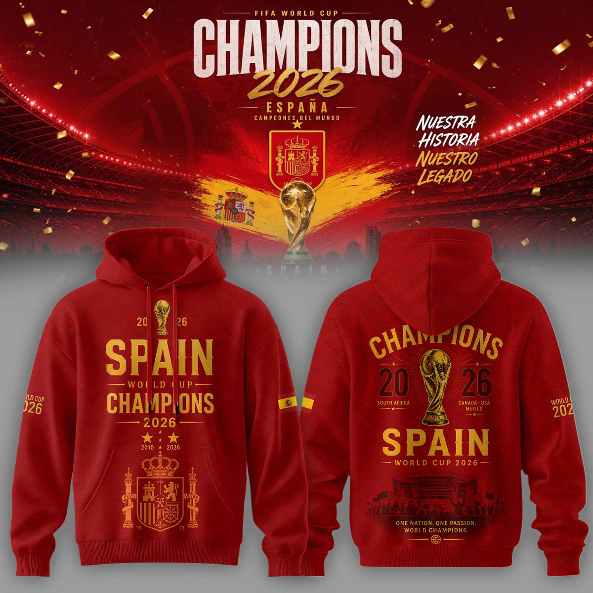 Spain World Cup Champions 2026 Hoodie