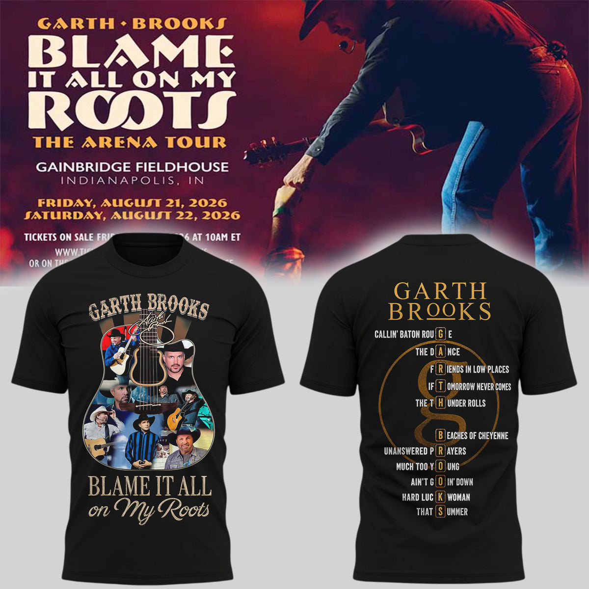 Limited Edition "Blame It All On My Roots - The Arena Tour" T-Shirts HP26070801T10