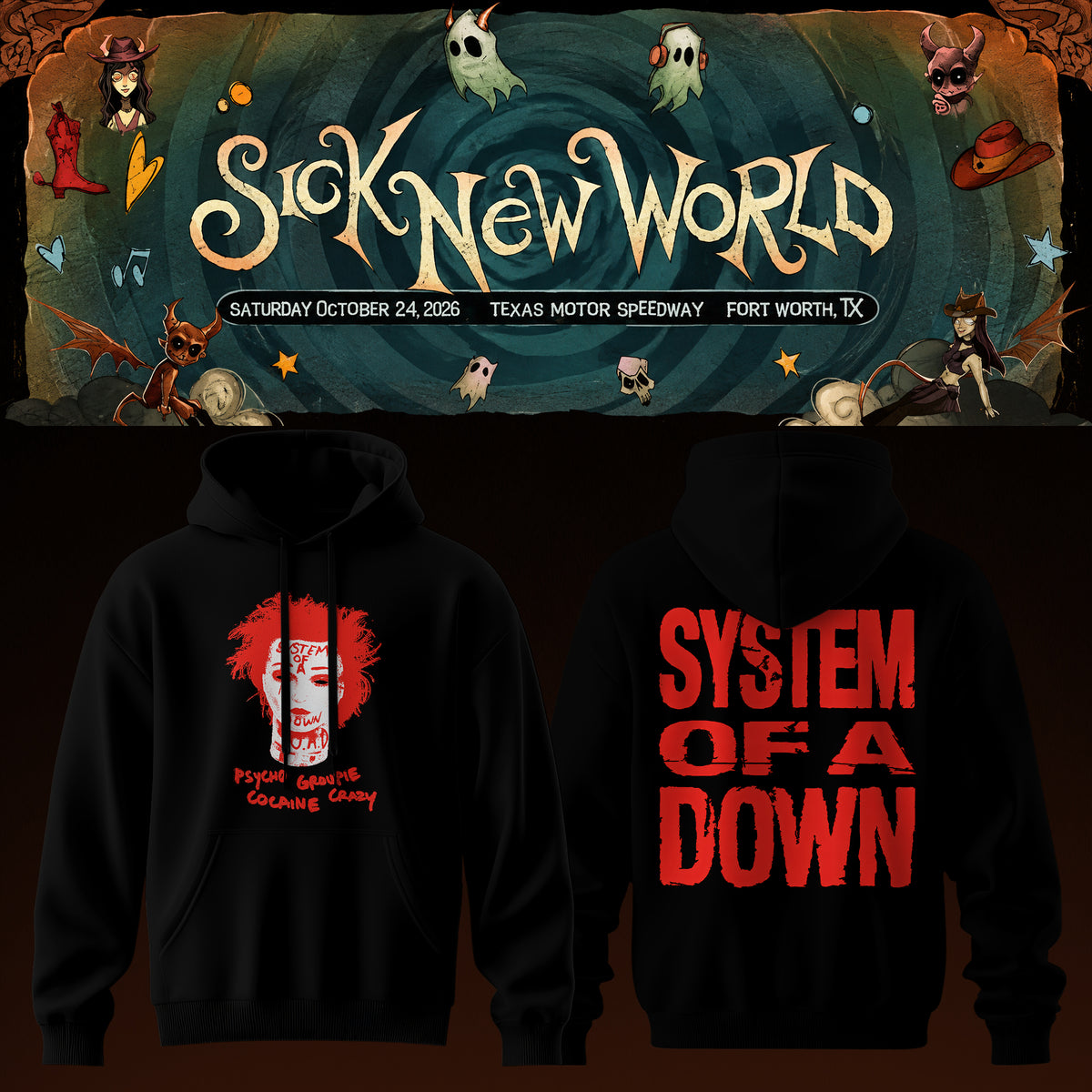 S.O.A.D - Sick New World Texas 2026 Limited Hoodie