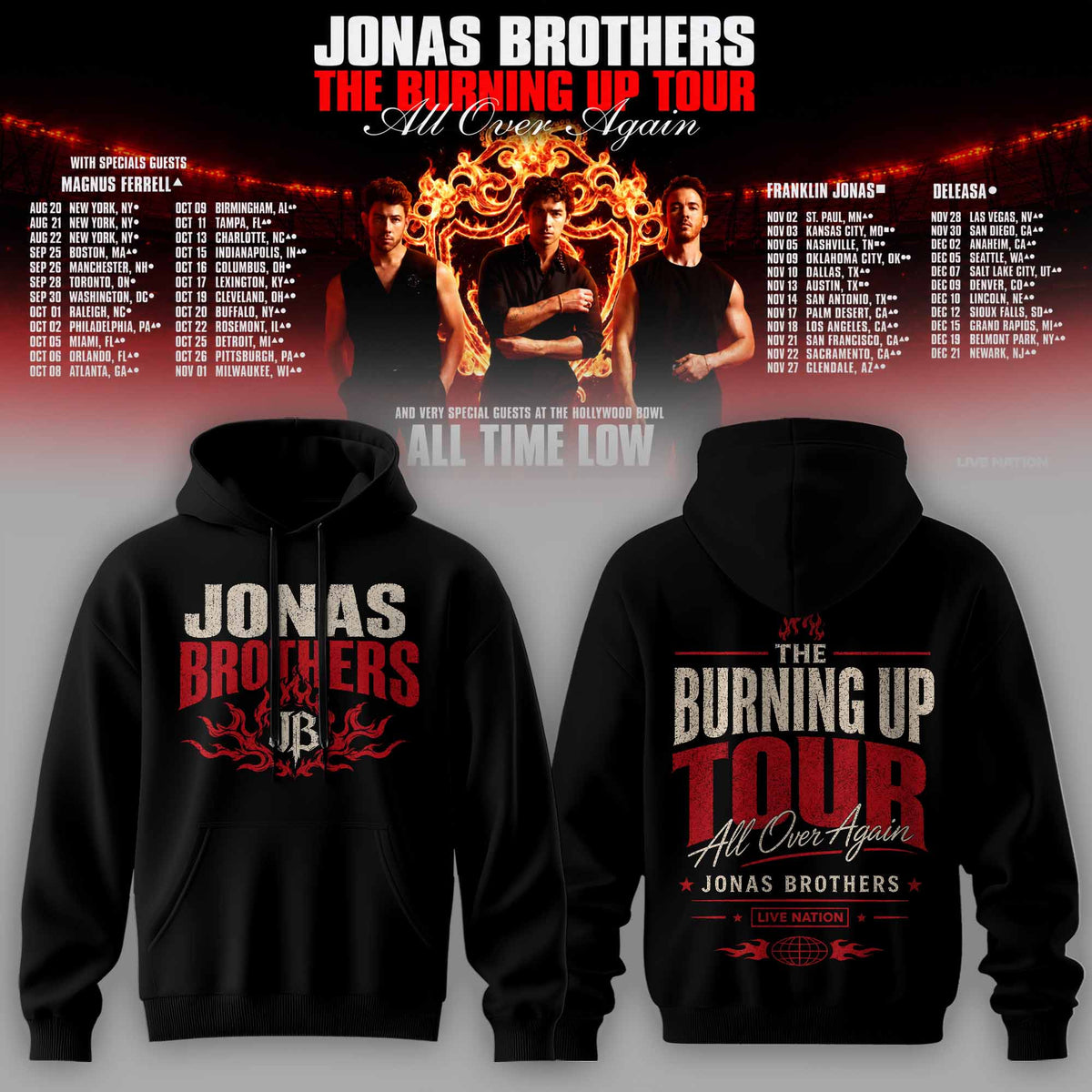 .Jns Bros The Burning Up Tour All Over Again 3D All-Over Print Hoodie V5