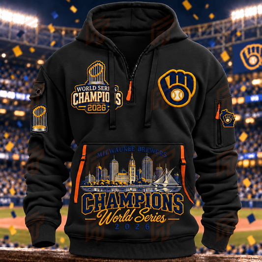 Limited Edition Milwaukee Brewers 2026 World Series Champions Half Zip Hoodie