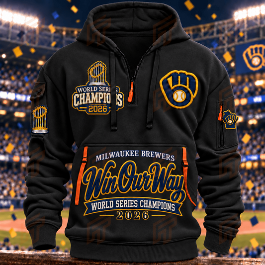 Limited Edition Milwaukee Brewers 2026 World Series Champions Half Zip Hoodie