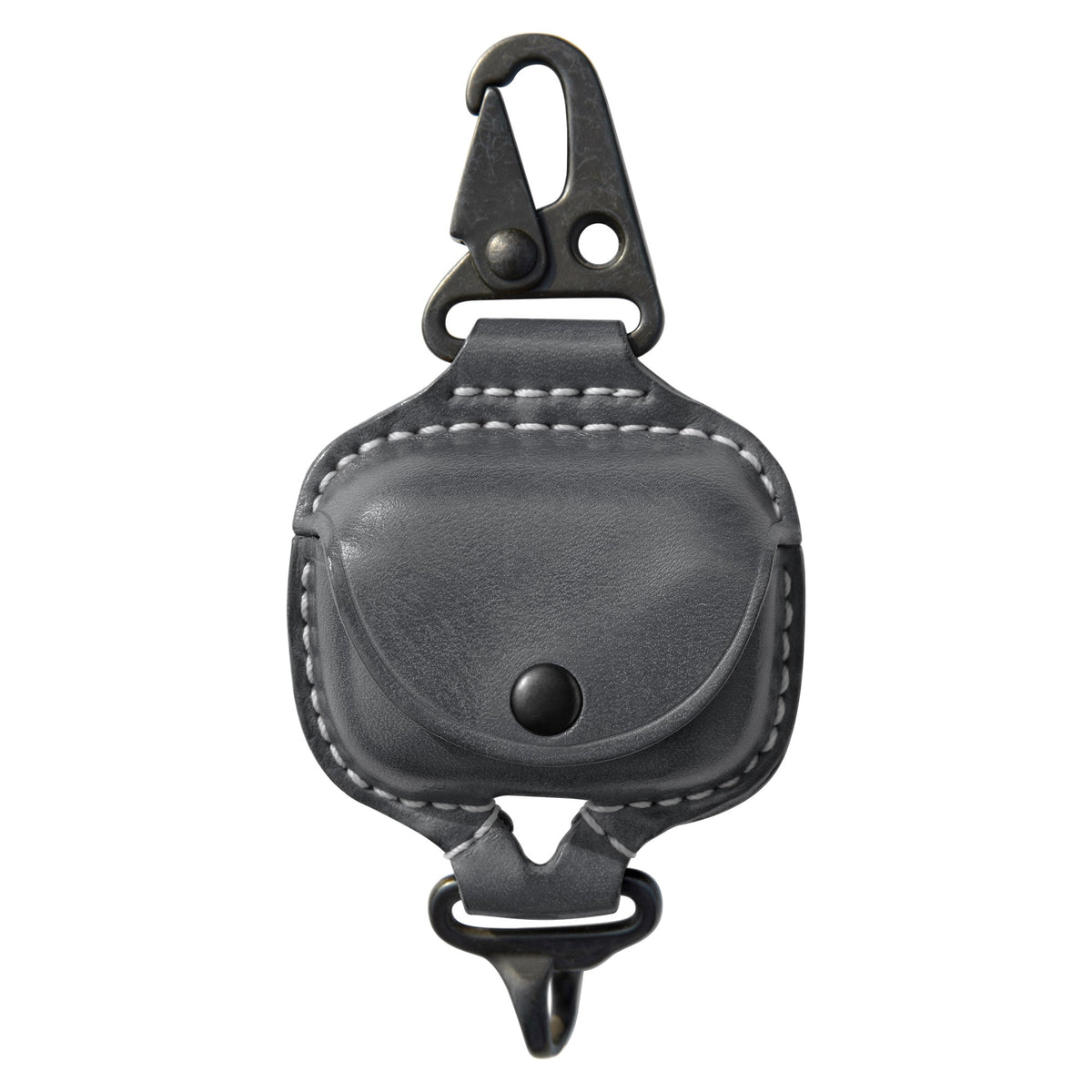 AirPods Pro Leather Strap Protective Case For AirPods Pro Headphone Case , with Fine Metal Carabiner/Earbuds Accessories --Grey