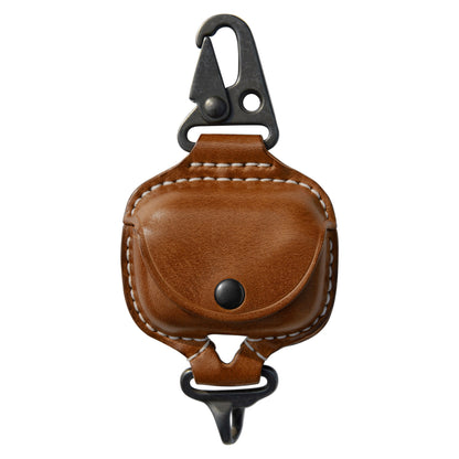 TopHome --AirPods Pro Leather Strap Protective Case For AirPods Pro Headphone Case , with Fine Metal Carabiner/Earbuds Accessories --Brown
