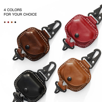 AirPods 3 Leather Strap Protective Case For AirPods 3rd Headphone Case , with Fine Metal Carabiner/Earbuds Accessories -Yellow Brown