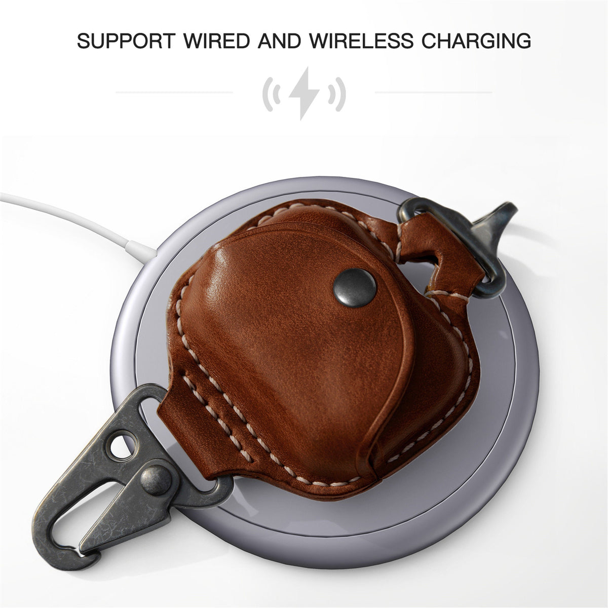 AirPods Case Premium Leather Cover for Airpods 3 Cases with Fine Metal Carabiner/Earbuds Accessories Airpods 3rd Thanksgiving Gift