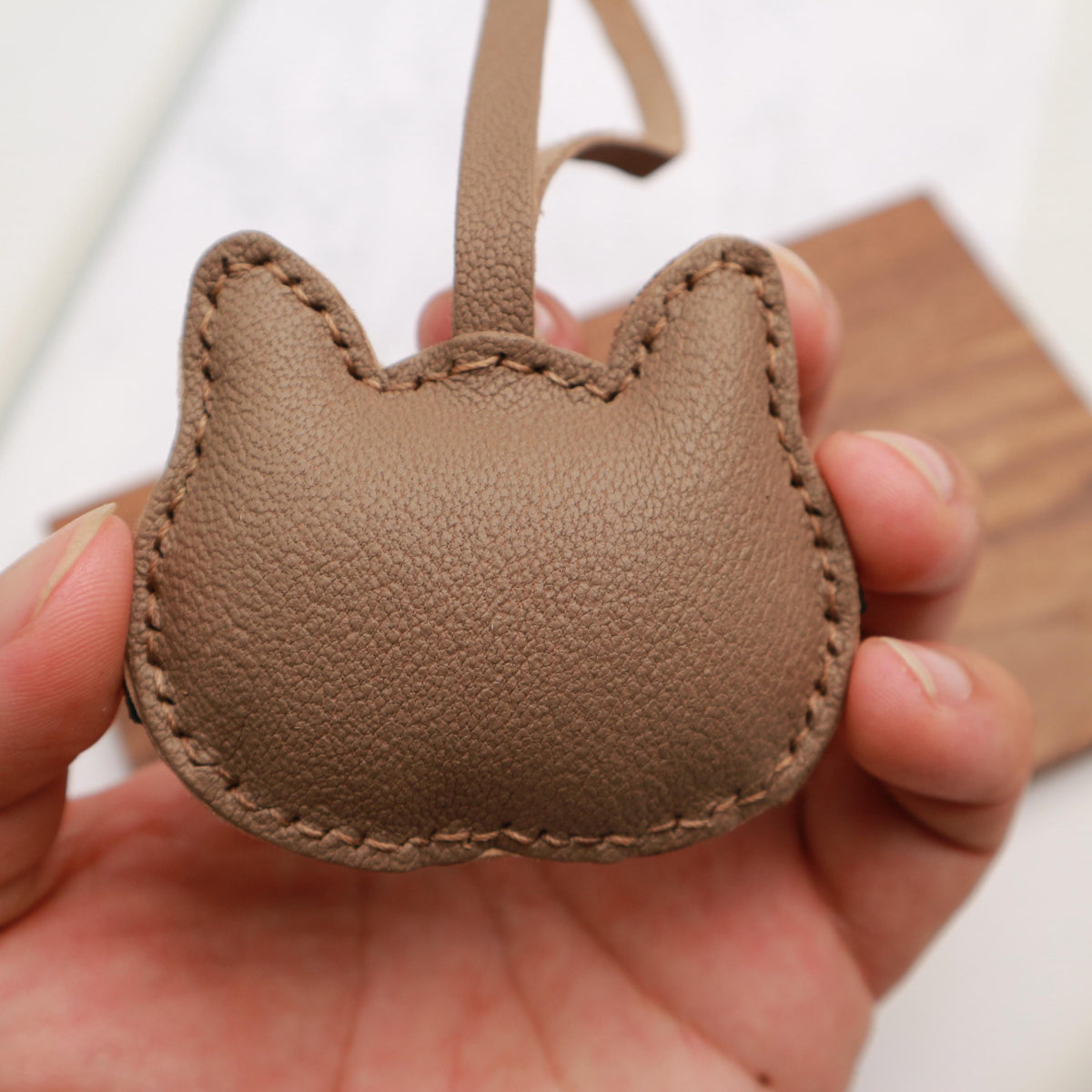 Custom Leather Cat Keychain ,leather bag charms,cute cat charm,Leather Handbag and Purse Charm, Personalised Handmade leather accessory gift