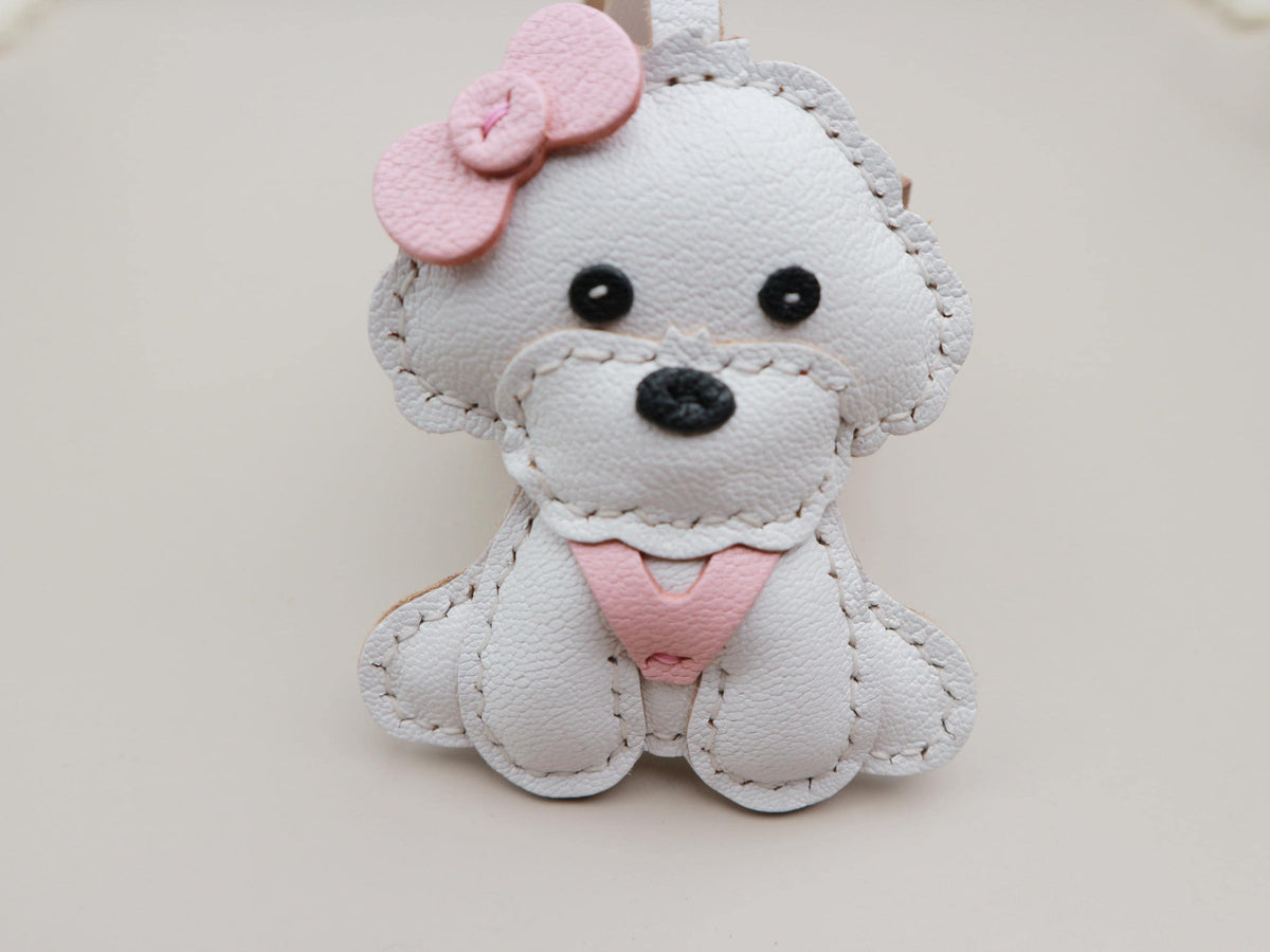 Personalized custom pets dog,Leather Bag Charm, Bichon frise Charm,Handbag and Purse Charm,dog Keychain,pets birthday Gift,dog mon gifts