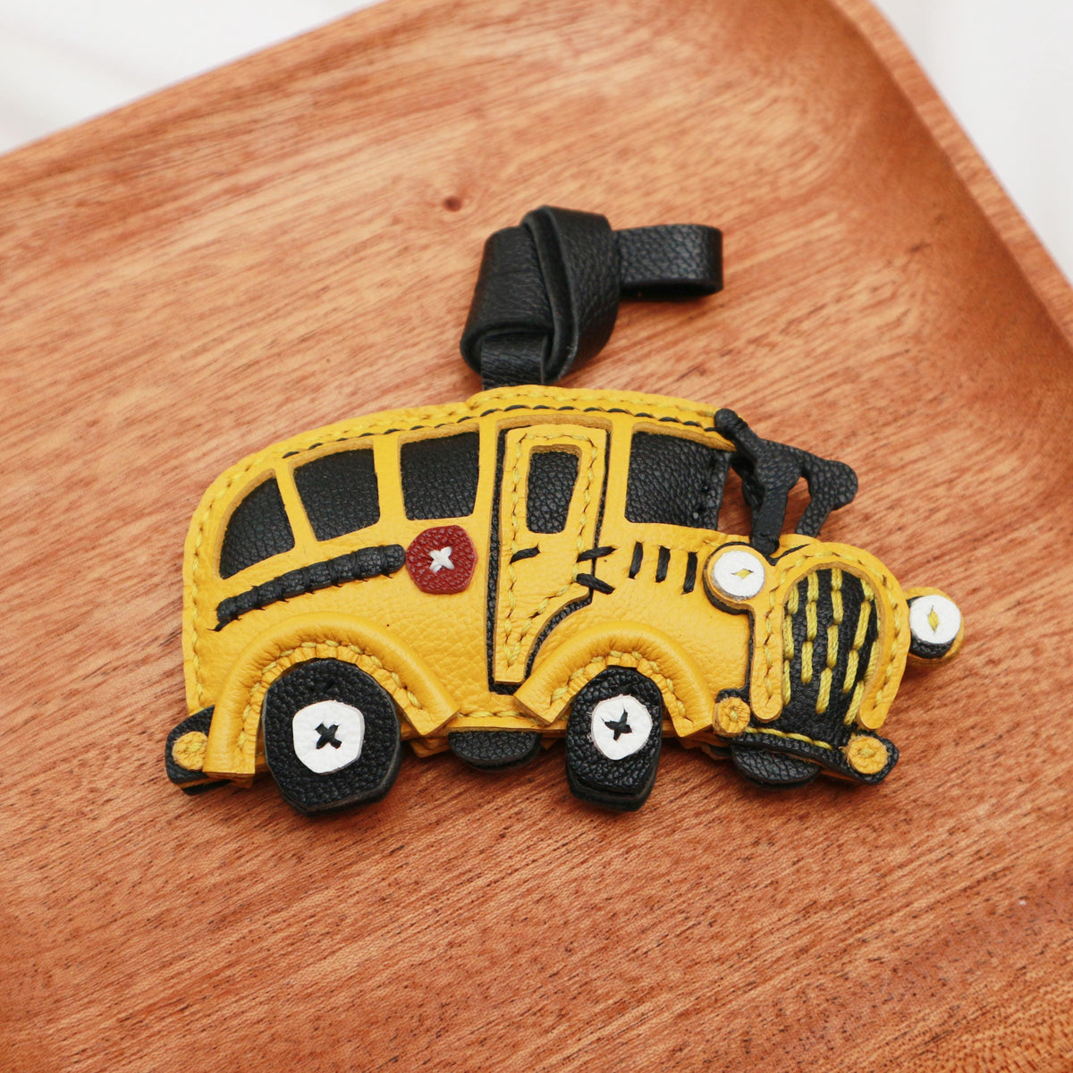 Handmade Bus Leather charm,unique bag charm,cute School Bus chain,Car Ornament Handbag Purse Charm Leather Fashion Accessory,christmas gift