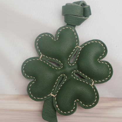 Leather Four Leaf Clover  Charm, Handmade Leather Clover Bag Charm, Leather Handbag & Purse Charm, Clover Keychain,Plant Lover Gift Ideas