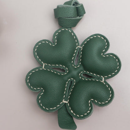 Leather Four Leaf Clover  Charm, Handmade Leather Clover Bag Charm, Leather Handbag & Purse Charm, Clover Keychain,Plant Lover Gift Ideas
