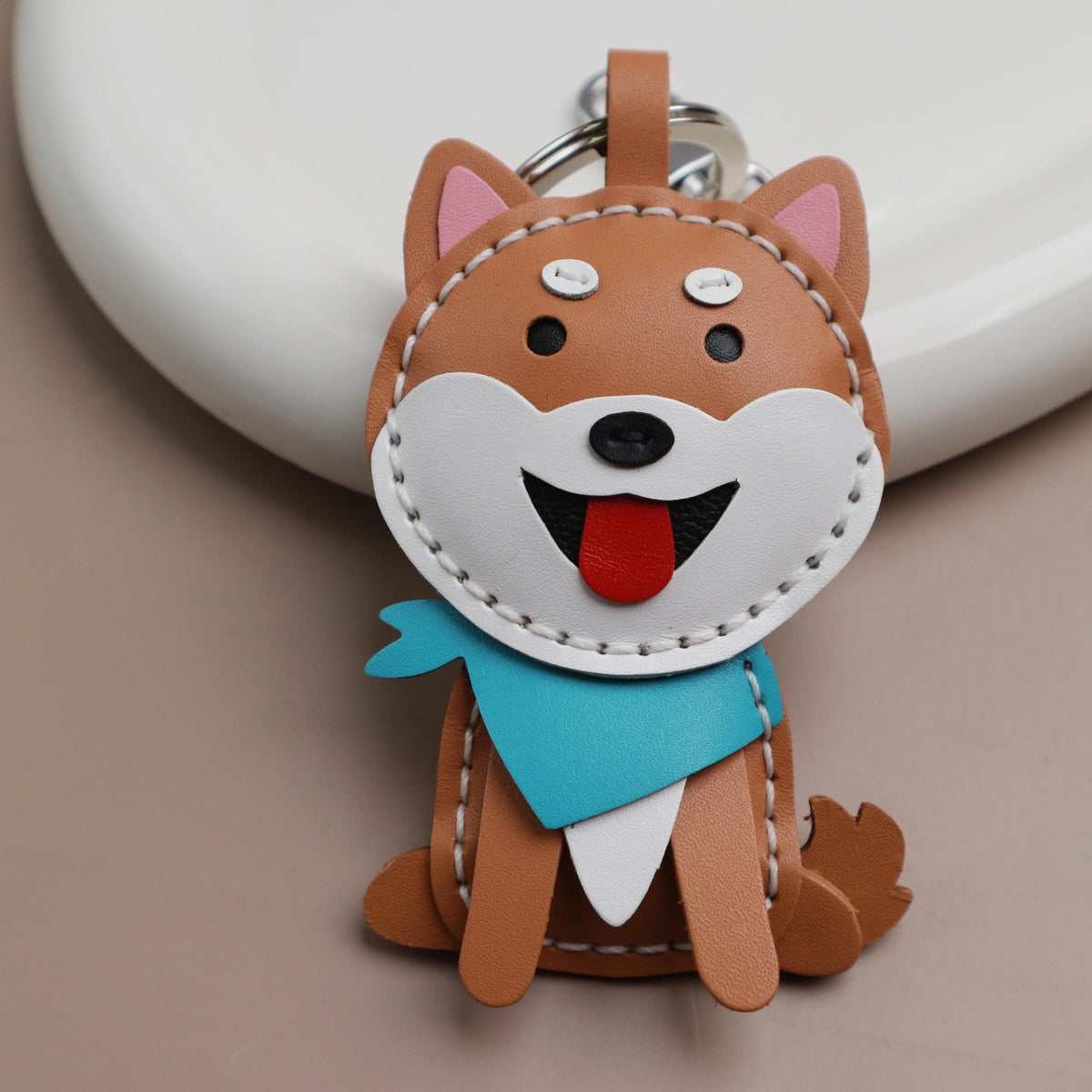 Shiba Inu Leather Bag Charm,Dog Keyring,Handmade Cute Leather Keyring, Dog Charm, Pet Lover Gift, Unique Handmade Charm,animal keychain