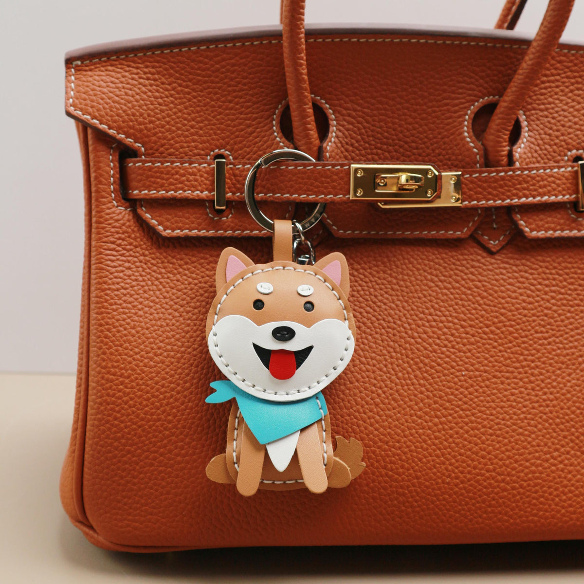 Shiba Inu Leather Bag Charm,Dog Keyring,Handmade Cute Leather Keyring, Dog Charm, Pet Lover Gift, Unique Handmade Charm,animal keychain