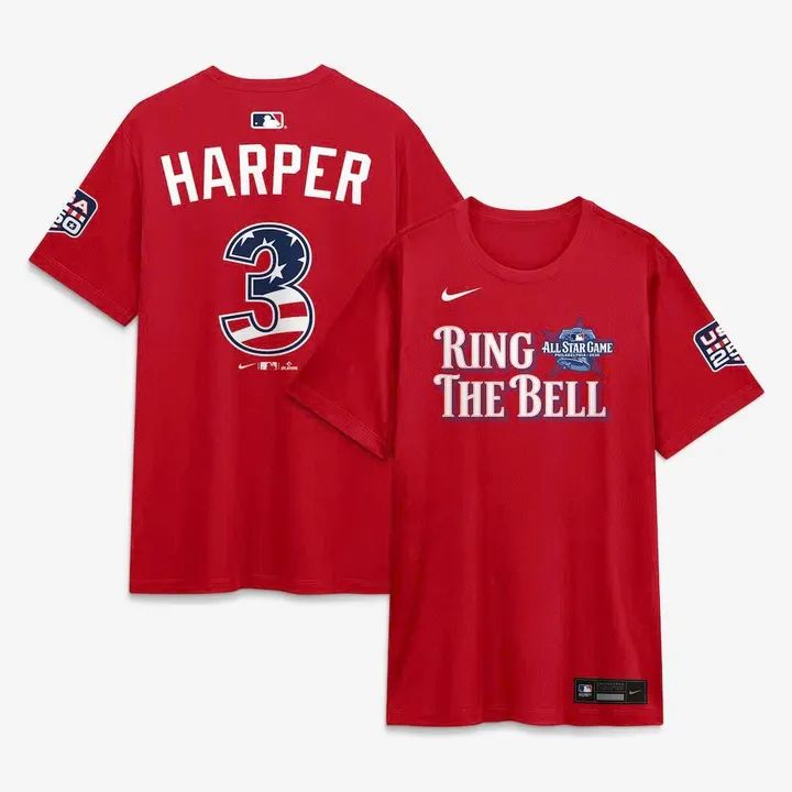 2026 All-Star Game Men's National League Bryce Harper Nike Red Name &amp; Number T-Shirt