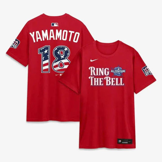 2026 All-Star Game Men's National League Yoshinobu Yamamoto Nike Red Name &amp; Number T-Shirt