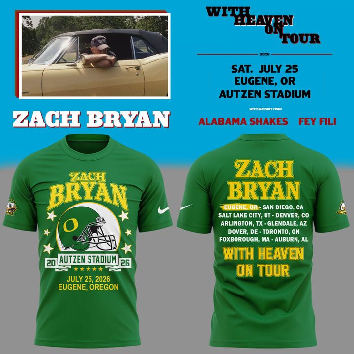 12. Special Zach Bryan x Oregon Football - With Heaven On Tour 2026 T-Shirt