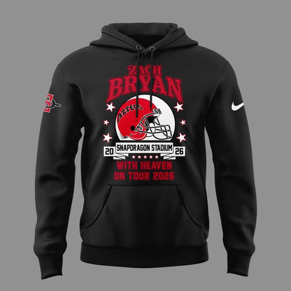 02. New Hoodie Zach Bryan x San Diego State Football - With Heaven On Tour 2026 Hoodie (Copy)