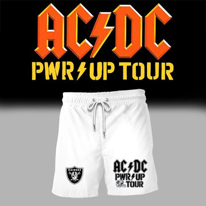 02.10. Exclusive White AC/DC x Las Vegas Raiders - Power Up Tour 2026 T-Shirt