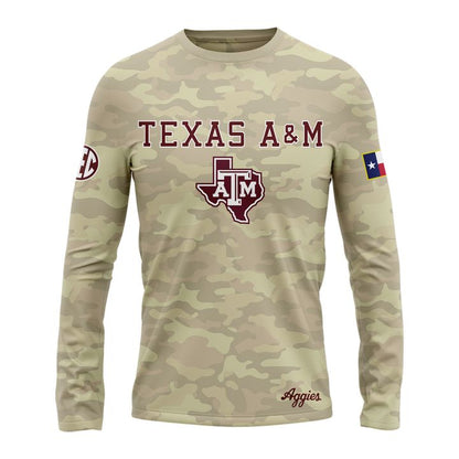 Texas A&amp;M Aggies Honor &amp; Support Camo Long Tee