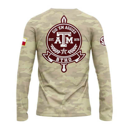 3. Texas A&amp;M Aggies Honor &amp; Support Camo Long Tee
