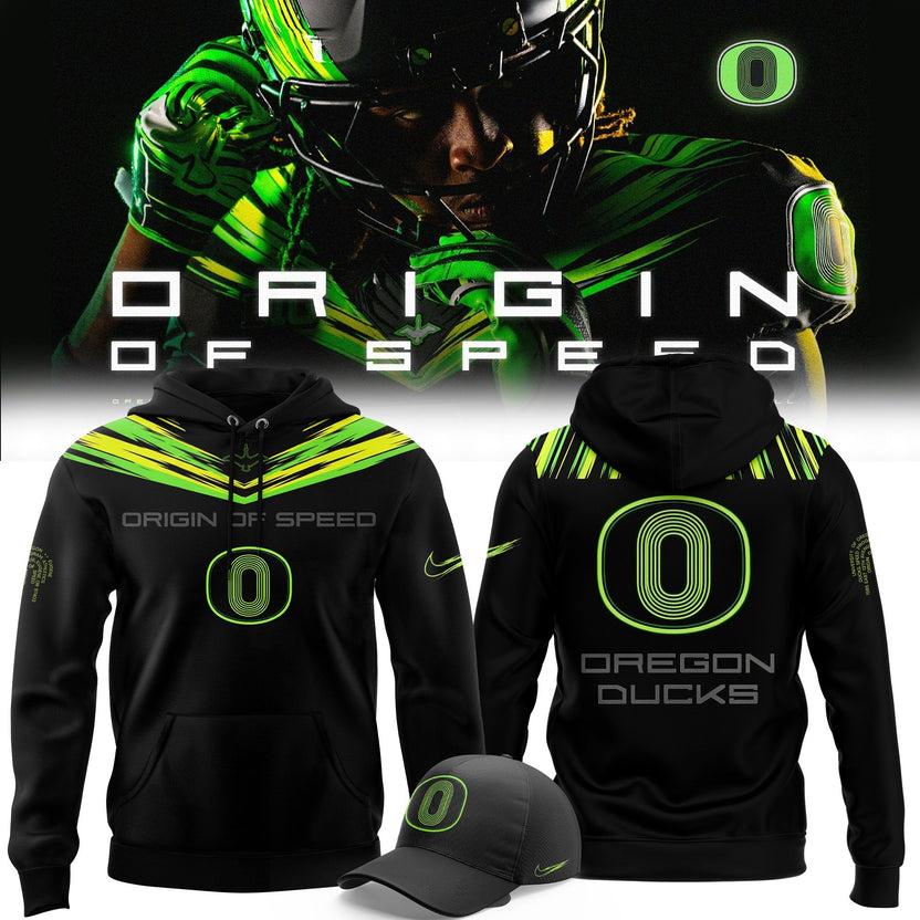 Unisex Black Oregon Football Origin of Speed Hoodie