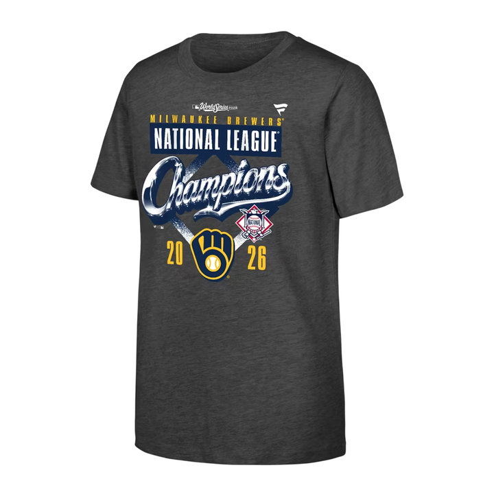 01.Milwaukee Brewers Fanatics 2026 National League Champions  T-Shirt - Heather Charcoal
