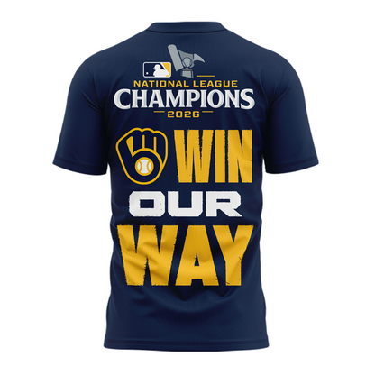 VIP.Milwaukee Brewers Fanatics 2026 National League Champions  T-Shirt