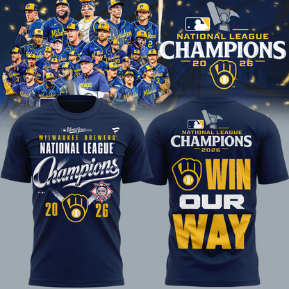 VIP.Milwaukee Brewers Fanatics 2026 National League Champions  T-Shirt