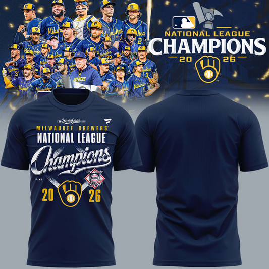 01.VIP.Milwaukee Brewers Fanatics 2026 National League Champions  T-Shirt