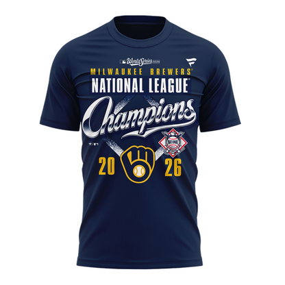 02.VIP.Milwaukee Brewers Fanatics 2026 National League Champions  T-Shirt