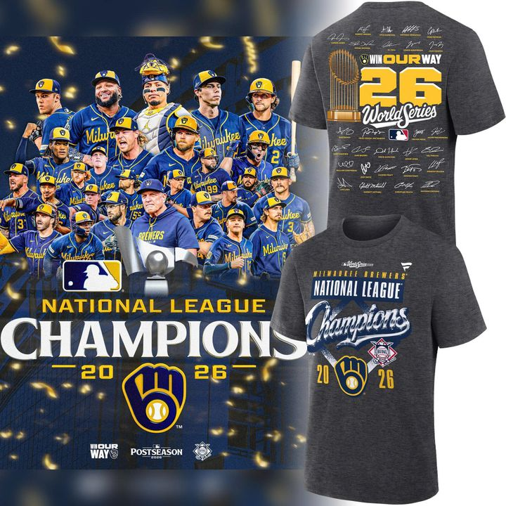 05.Milwaukee Brewers Fanatics 2026 National League Champions  T-Shirt - Heather Charcoal