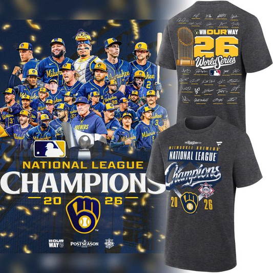 05.Milwaukee Brewers Fanatics 2026 National League Champions  T-Shirt - Heather Charcoal