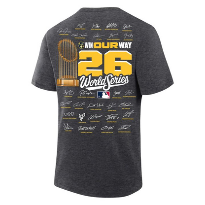 05.Milwaukee Brewers Fanatics 2026 National League Champions  T-Shirt - Heather Charcoal