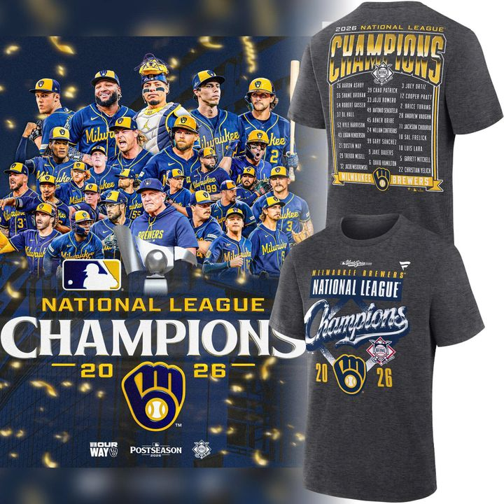 06.Milwaukee Brewers Fanatics 2026 National League Champions  T-Shirt - Heather Charcoal