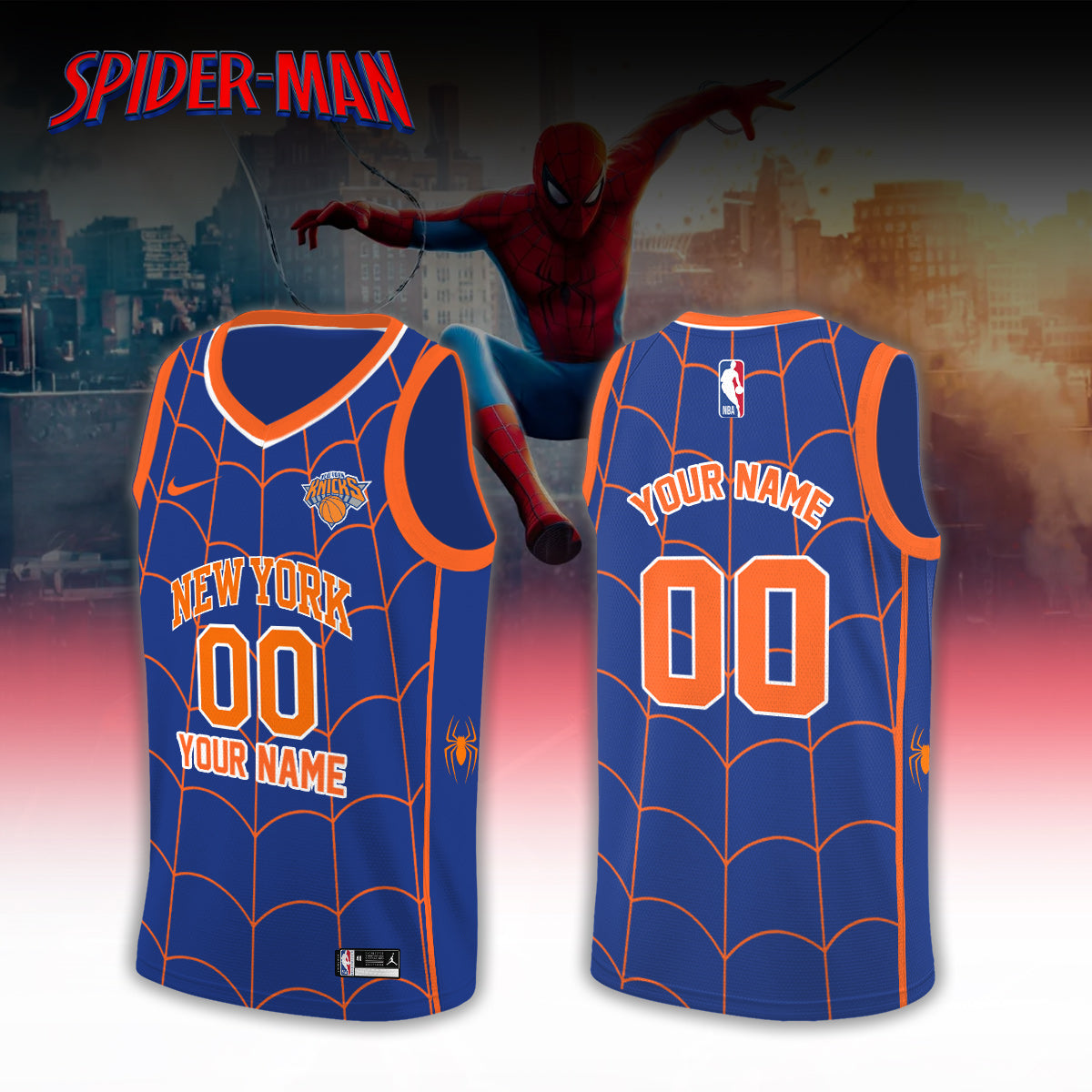 ,   NBA Knicks x Spider Man 2026 Edition Custom Jersey Basketball for Fans