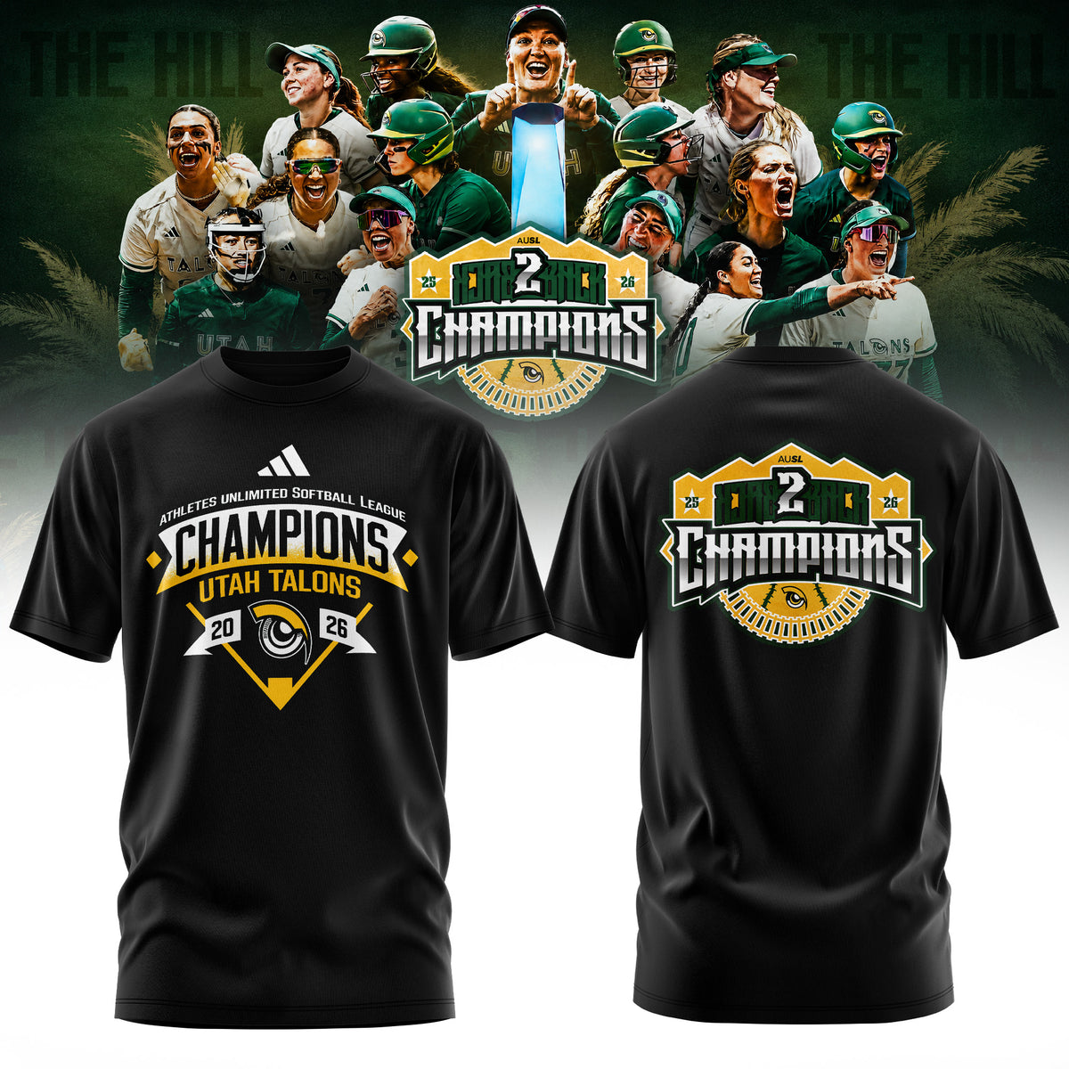 Utah Talons AUSL 2026 Champions Premium 3D All-Over Print T-Shirt - Midnight Black